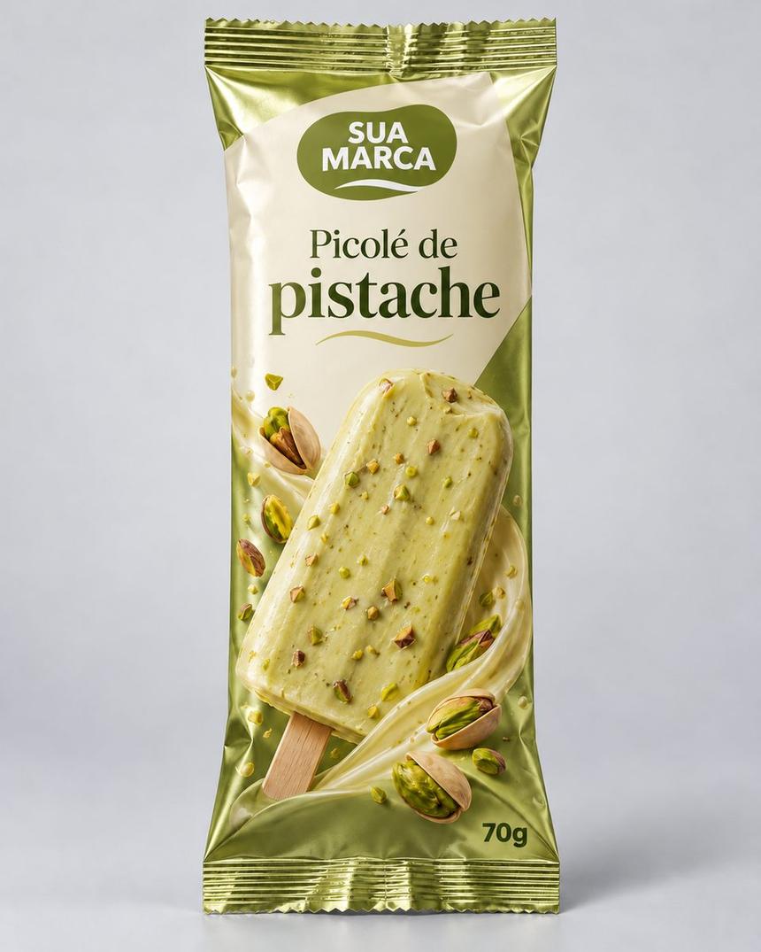 Embalagem de picolé de pistache, arte demonstrativa