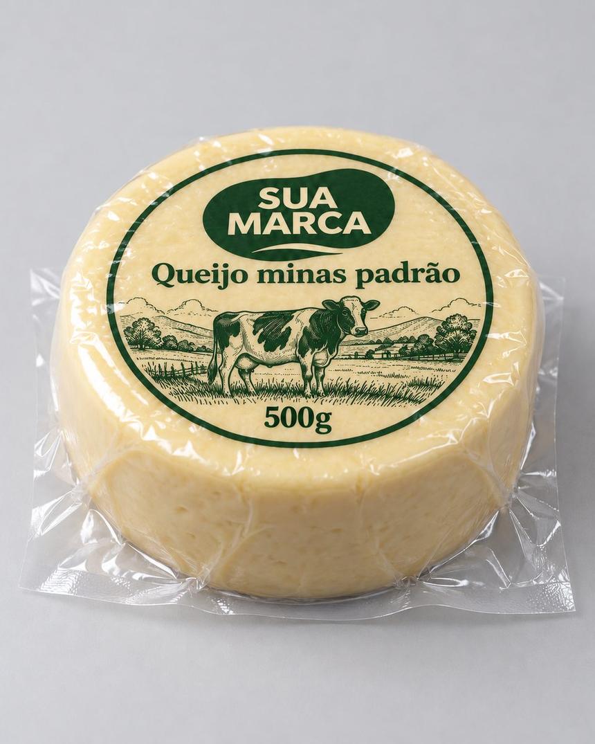 Queijo em embalagem a vácuo, arte demonstrativa