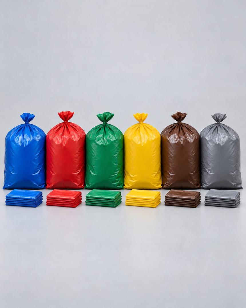 Sacos para lixo coloridos para coleta seletiva